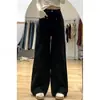 Jeans Negros de Pierna Ancha para Mujer, Nuevo Estilo de Invierno, Tallas Grandes, Corte Holgado, Caída Suelta, Adelgazantes, Adecuados para Cuerpo Tipo Pera, Pantalones de Pierna Recta