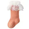 Nuevos calcetines de encaje lindos de caña media para Otoño e Invierno 2026, calcetines cálidos y que retienen el calor para bebés y niños para Otoño e Invierno