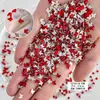 Decoraciones Rojas Chinas Mixtas para Uñas, Mini Pedrería Brillante Serie Roja de Año Nuevo con Parte Trasera Plana, Accesorios Irregulares para Uñas Forma de Ojo de Caballo