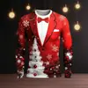 Europa y Estados Unidos 2024 transfronterizo nuevo Navidad Halloween impresión digital 3D moda para hombres y mujeres suéter de cuello redondo COS