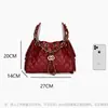 Bolsa Tote Transfronteriza para Mujer, Bolso Cubo Acolchado Bordado con Cierre de Cordón, Bolso de Hombro Vintage, Gran Capacidad Versátil con Cadena