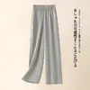 Pantalones de Pierna Ancha con Cintura Elástica para Mujer, Nuevo Estilo de Verano, Pantalones Rectos con Caída, Versátiles para el Trabajo, Pantalones Largos Casuales Adelgazantes