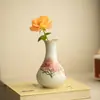 Esmalte estilo antiguo, rojo piedra de fuego, jarrón "Canto de pájaros en el patio tranquilo", florero, jarra pequeña de jade, jarrón de primavera, accesorios de cerámica para sala de té, pieza decorativa exquisita