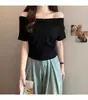 Nova Camiseta Feminina de Verão Estilo Coreano Curta com Gola Swing Estreita de Manga Curta para Meninas Quentes