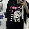 Novos produtos de comércio exterior 2023 Comércio Exterior manga curta estampa bad girl Gola redonda solta T-shirt curta masculina e feminina Gola redonda pescoço