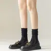 Calcetines de mujer primavera y verano delgados de malla a rayas calcetines de felpa jk calcetines de tubo de malla Lolita transpirables de encaje hasta la pantorrilla