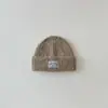 Chapéu Infantil Qiu Nan Outono/Inverno Novo Moda Ins Logo de Letra Chapéu de Tricô Puxar Gorro Quente para Meninos e Meninas Chapéu de Pele de Melão