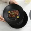 Prato Fundo para Sopa de Plástico Profundo Listrado Horizontal Minimalista Nórdico Tigela Profunda Comercial Prato Profundo Tigela para Salada de Frutas Louça Preta