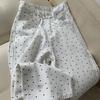 Sentido del Diseño Verano Nuevo Polográfico Blanco Sueltos Rectos Jeans Mujer Cintura Alta Adelgazantes Todo Fósforo Pantalones de Pierna Ancha Estrecha