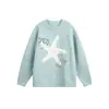 Suéter de punto Cattee Estrella de Mar Americana Cuello Redondo para Hombres y Mujeres Holgado Otoño e Invierno Perezoso de Lana de Alta Gama Moderno