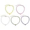 Joyería transfronteriza europea y americana: collar de cuentas de arroz simples con forma de corazón de melocotón, hecho a mano, collar de cuentas geométricas apiladas