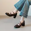 Zapatos Mary Jane Retro 2026 para Commuter, Tacón Grueso Negro, con Impresionante Elegancia, Suela Suave, Punta Cuadrada, Tacones Altos para Mujer