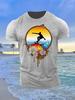 2024 Verano Transfronterizo Creativo Surf Cuello Redondo para Hombre y Mujer Camiseta de Verano Estampada Dopamina
