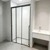 Cabina de Ducha Rectangular de Acero Inoxidable de Comercio Exterior, Mampara de Baño con Separación de Zona Seca y Húmeda, Cabina de Ducha Doble Corredera Personalizada