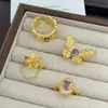 Anillo Abierto de Zirconia Diamante Morado Vintage de Lujo Ligero Diseño de Nicho Anillo Elegante para Mujer