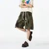 Pantalones cortos de trabajo plisados estilo americano teñidos por inmersión hechos en fábrica para hombre, pantalones casuales de longitud media con diseño de verano, pantalones cortos de cinco puntos oversize de alta costura
