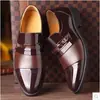 Zapatos de vestir formales para hombre de cuero punta redonda casual británico transpirables para el trabajo slip-on resistentes al desgaste suela blanda zapatos de cuero de una sola pieza entrega