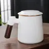 Copo de Água Cor de Jade com Separação de Água e Chá, Copo de Escritório, Copo de Cerâmica para Infusão de Chá, Caneca Personalizada, Porcelana Branca de Grande Capacidade