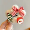 Horquilla vintage de estrella de peluche roja con flequillo lateral, accesorio para el pelo de Año Nuevo, tocado navideño, horquilla rota de estilo occidental.