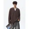 Camiseta Masculina Manga Longa Gola Redonda Patchwork Falsa de Duas Peças Estilo INS Outono Tamanho Plus Size Marca Tendência Solta Estilo Old Money Camada Base