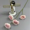 Flor Artificial Rosa Burbuja de 4 Cabezas de Tallo Cruzado para Arreglo de Escena, Decoración Realista de Alta Gama, Flor de Boda, Flor de Rosa