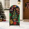 Decoração de Arco de Árvore de Natal Colorida Estilo Mexicano Chapéu de Aba Larga Guitarra Padrão de Cacto Decoração de Porta da Frente