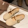 Pantuflas Baotou de suela suave para mujer, calzado exterior, otoño y verano 2025, planas, sin cordones, para embarazadas.