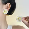 Exquisitos Pendientes de Perlas con Flores Coloridas Estilo Francés para Mujer, Nicho de Alta Gama Lujo Ligero Personalidad Temperamento Versátiles Pendientes Nuevos