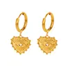 Estilo Ins Pendientes Colgantes de Corazón con Circonita de Oro de 18 Quilates Moda Elegante Ojo del Diablo Pendientes de Acero de Titanio Impermeables Pendientes