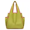 Bolsa de Compras Dobrável de Grande Capacidade Color Block, Impermeável, Pode Carregar Garrafas de Água, Bolsa de Ombro, Bolsa Portátil para Armazenamento, Sacola de Supermercado