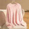 Tricô de Cashmere Puro com Acabamento Escovado Real, Estilo Zhang Mo, Caimento Solto, Tamanhos Grandes e Pequenos, Suéter de Tricô Solto Luxuoso e Relaxado