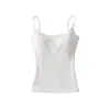Top Sexy Justo Estilo Puro Desejo de Verão com Bojos, Camiseta Regata Outerwear Doce e Picante para Mulheres