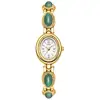Pulsera de Jade Vintage GEDI Reloj para Mujer con Esfera de Diamante Ovalado, Lujo Ligero Nicho Estilo Chino Exquisito Reloj de Cuarzo Transfronterizo
