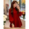 Vestido de Manga de Farol con Volantes Estilo Coreano para Mujer, Nueva Moda Primavera 2026, Holgado y Elegante, Estilo Perezoso, Vestido Súper Bonito