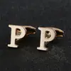 Dorado 26 letras inglesas lisas gemelos de hombre creativos para camisa