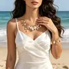 Moda Transfronteriza Estilo Marino Aleación Estrella de Mar Caracola Vieira Colgante Ajustable para Mujer Nicho Versátil Collar de Playa
