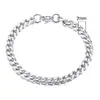Pulseira Seis Lados Simples para Casal Transfronteiriça Pulseira de Aço Titânio Europeia e Americana Corrente Cubana Personalizada Pulseira Tendência Hip-hop