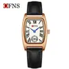 Ofns Comercio Exterior Wholesale Reloj de Mujer Forma de Barril Dos Manecillas Medio Cuarzo Resistente al Agua Números Romanos Reloj de Mujer Retro