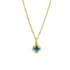 Retenção de Cor Elevada Ouro Areia Antigo Zircônia Microcravejada Trevo de Quatro Folhas Pingente Corrente para Clavícula Exquisite Light Luxury Colar Presente para Namorada