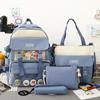 Mochila de Lona Ins para Mujer Estilo Coreano Trendy Multiusos de Cuatro Piezas Estilo Harajuku para Estudiante de Secundaria