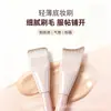 Brocha de base color rosa melocotón en forma de media luna, brocha de base líquida de cabeza plana, brocha de maquillaje ultra delgada que no absorbe, de una sola pasada y sin marcas, brocha para mascarilla de maquillaje
