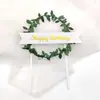 Decoração de Bolo de Aniversário Plug-in Brilhante Dourado Prata Folha Guirlanda Prato Bandeira Anel Guirlanda Banner de Confeitaria