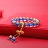 Pulsera de Cristal con Lámina de Oro Primavera 2024 Estilo Étnico Literario Hecha a Mano Año del Dragón Pareja Pulsera Retro Mayoreo