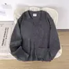 Suéter Gola Polo Estilo College Retrô para Homens e Mulheres, Tendência de Outono Marca Malha Solta Top para Casais