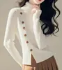 Suéter de Cuello Alto Lazy Blanco de Alta Gama para Mujer Otoño e Invierno 2025 Nuevo Estilo Estilo Pequeño Fragancia Tejido Camiseta Base Top