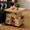 Mesa de Centro de Madeira Maciça com Altura Ajustável para Uso Doméstico, Mesa de Chá Empilhável e Móvel para Apartamentos Pequenos, Mesa de Jantar Multifuncional, Mesa Lateral de Sofá