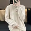 Suéter Nuevo Transfronterizo Lana Rayas Con Capucha Mujer Holgado Otoño Invierno Mezcla Color Sólido 2024 Gorro de Punto Sudadera con Capucha