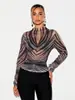 Top de malha multi-color com estampa de zebra, estilo high street europeu e americano, para mulheres, com gola alta pequena, corte justo, comprimento curto, adequado para usar em camadas