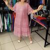Cross-border 2024 verão nova estação independente da Amazon europeia e americana gola redonda manga curta vestido de renda roupas femininas