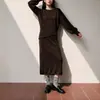 Traje de punto simple y elegante para mujer, nuevo estilo otoño e invierno 2026, diseño engrosado, conjunto de dos piezas de suéter y falda